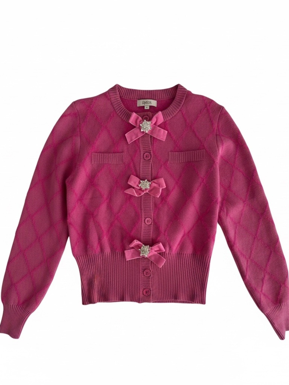 NWT! Avara Pink Bow-Embellished Women's Sweater Cardigan